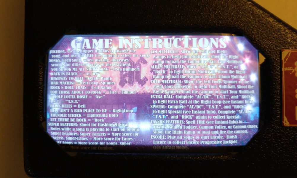 AC/DC Pinball EL Panel