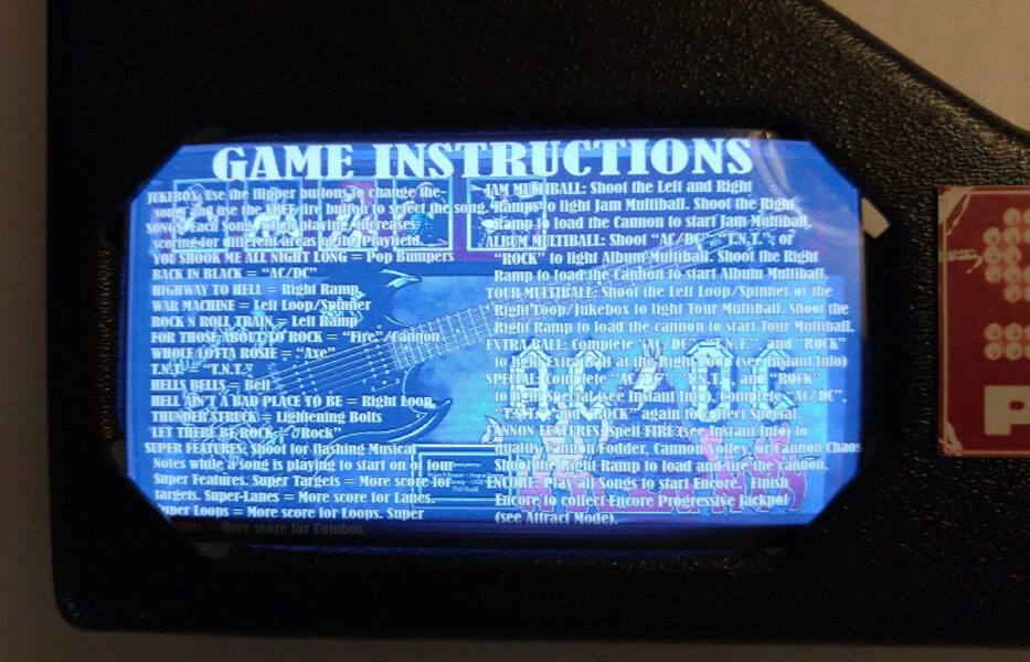 AC/DC Pinball EL Panel