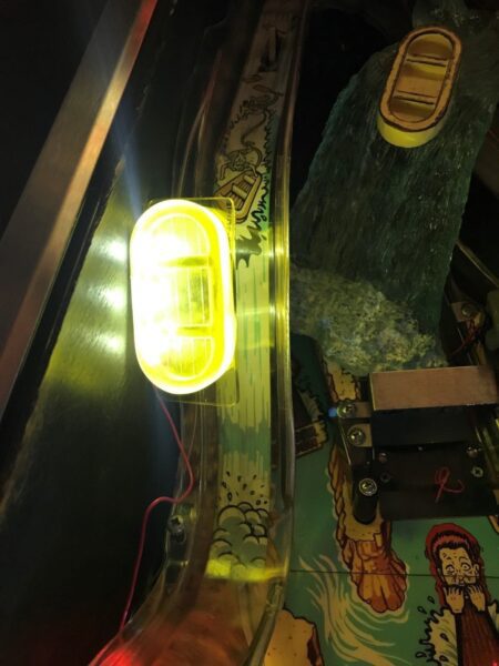 White Water WW Pinball Machine yellow glowing RAFT LED mod