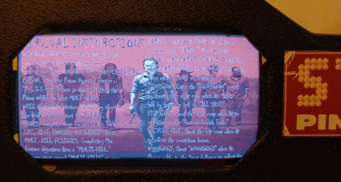 Walking Dead Pinball EL Panel