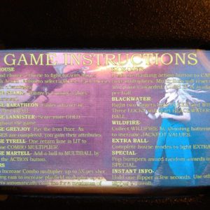 Game of Thrones Pinball EL Panel