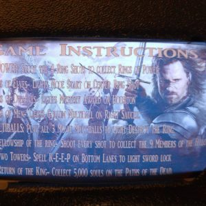 Lord of the Rings Pinball EL Panel