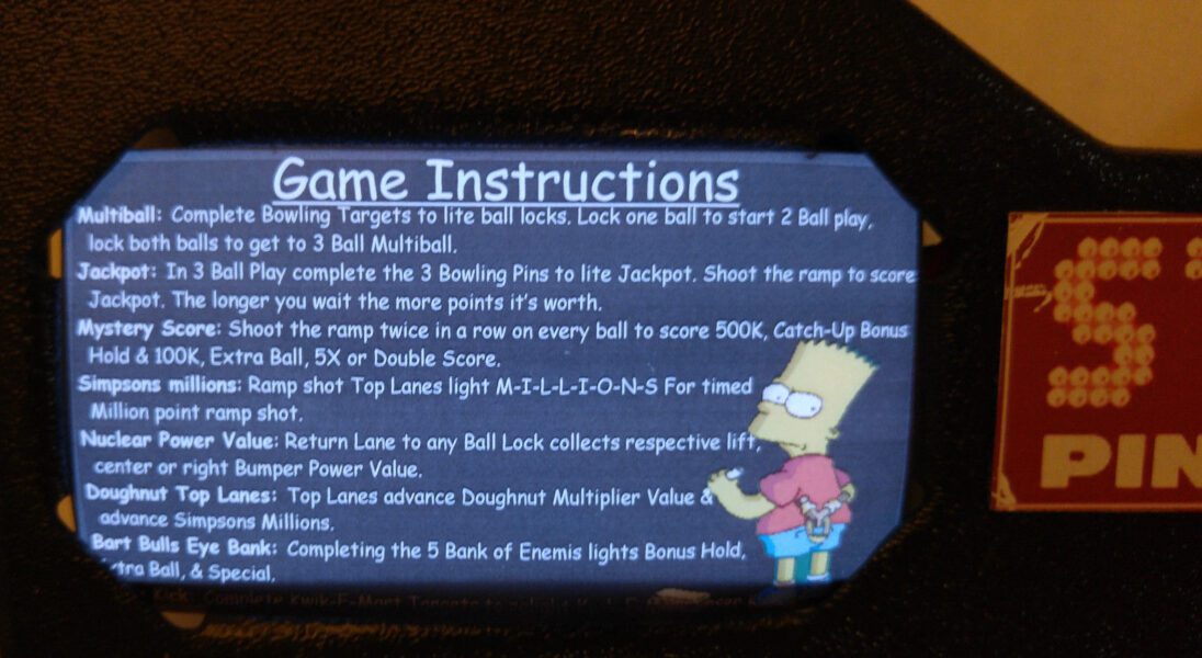 Simpsons Pinball EL Panel