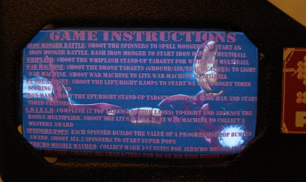 Iron Man Pinball EL Panel