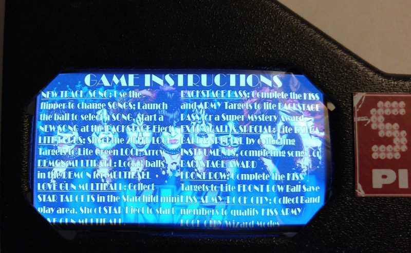 kiss glowing instruction card kit kiss Pinball EL Panel instruction card LED mod