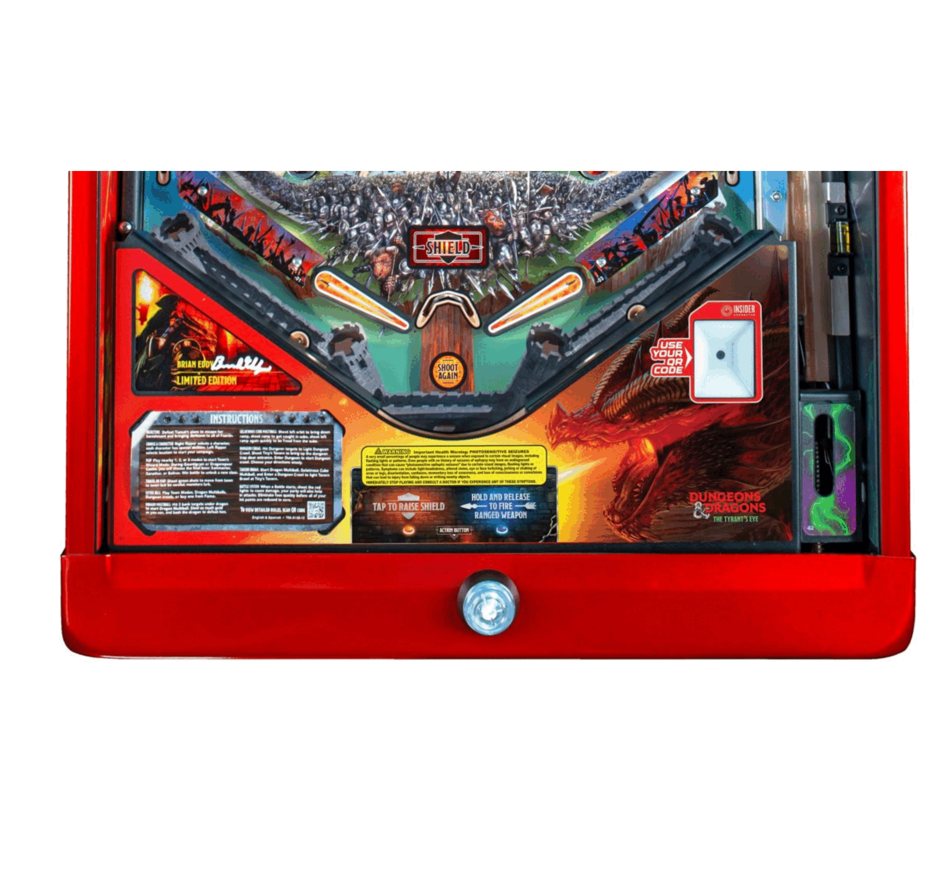 Dungeons & Dragons 5 dragons Lighted Pinball Apron/arch 0020