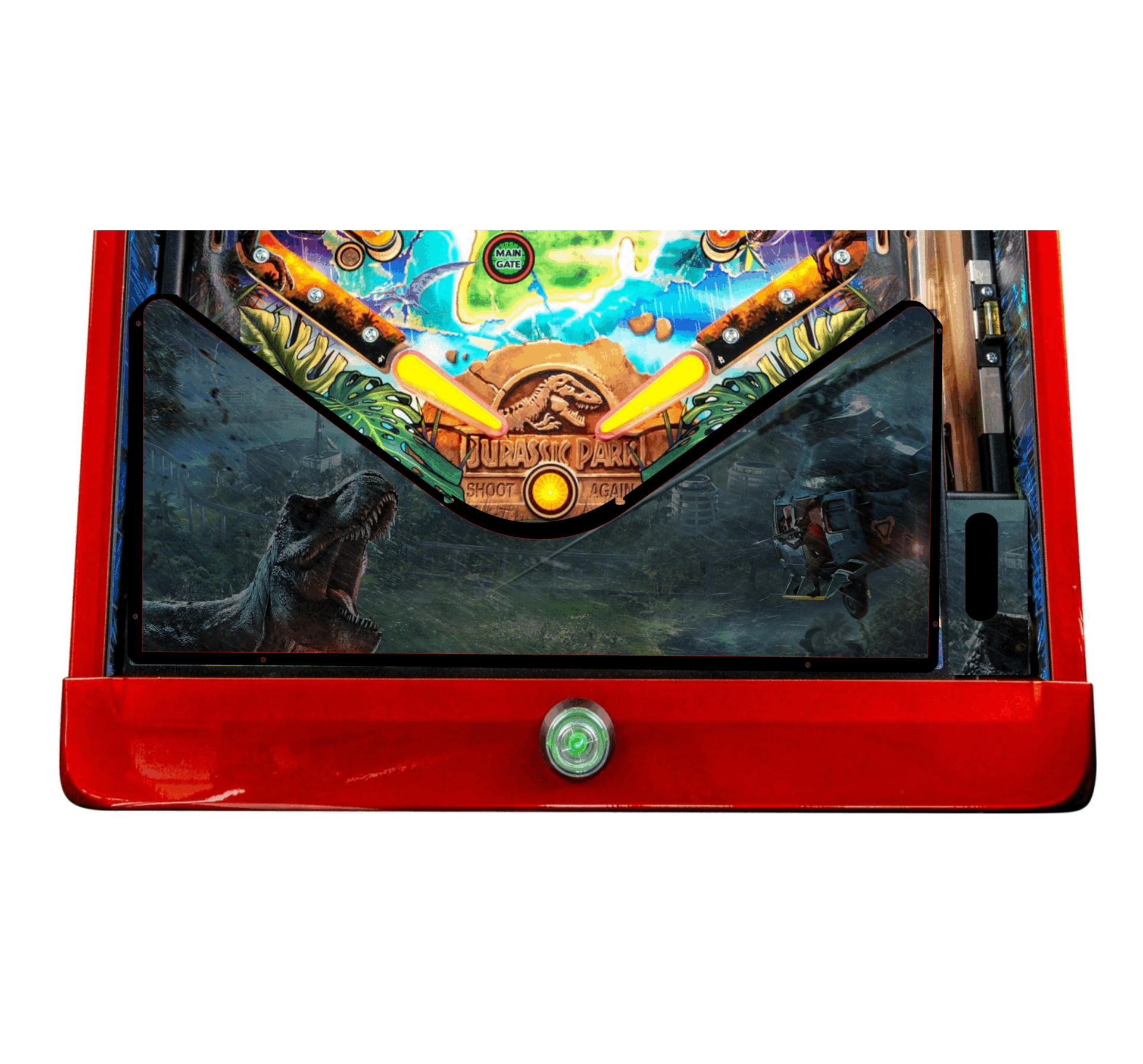 Jurassic Park t-rex copter Lighted Pinball Apron/Arch 0065