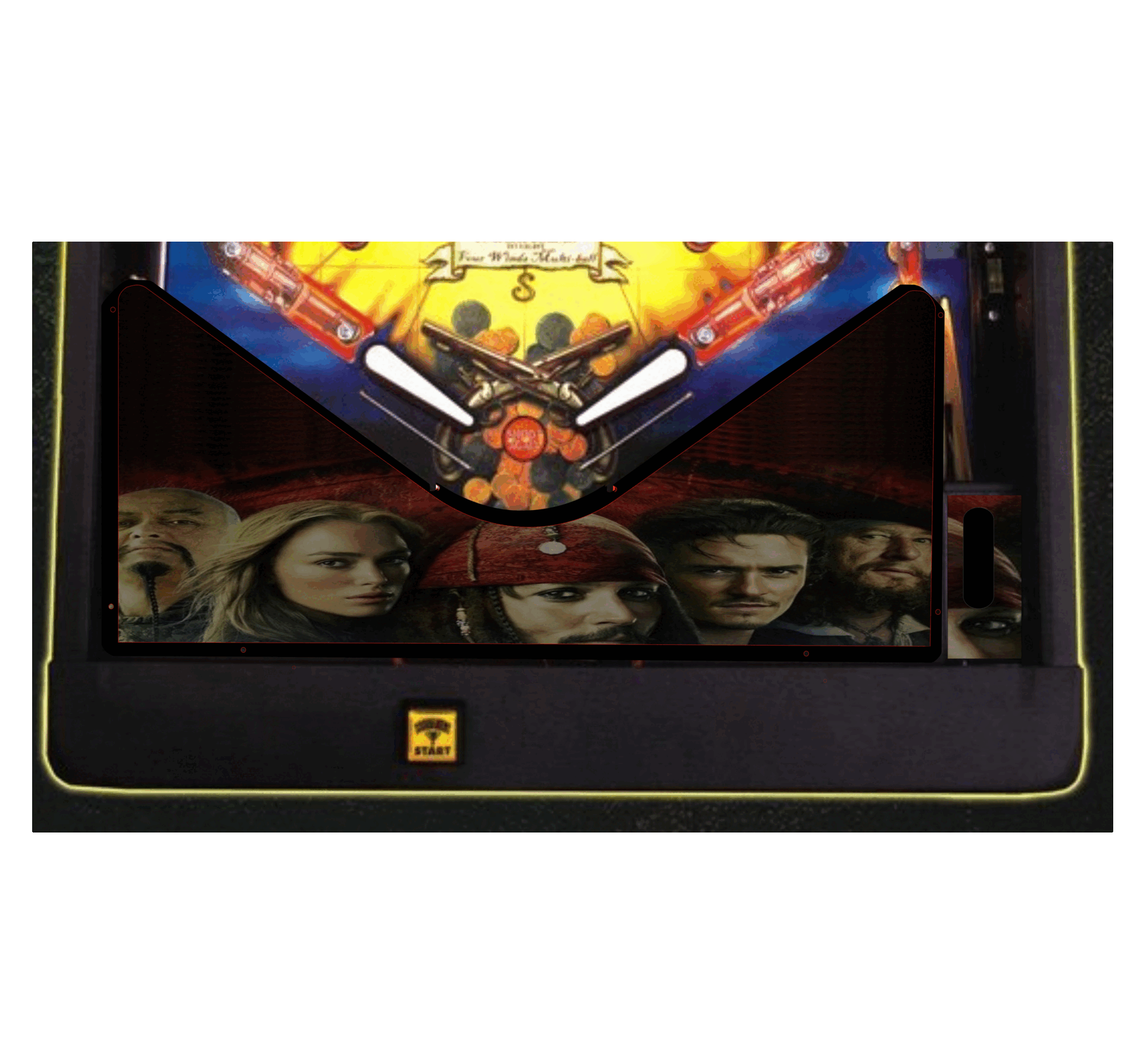 Pirates of the Caribben red Lighted Pinball Apron/Arch 0086