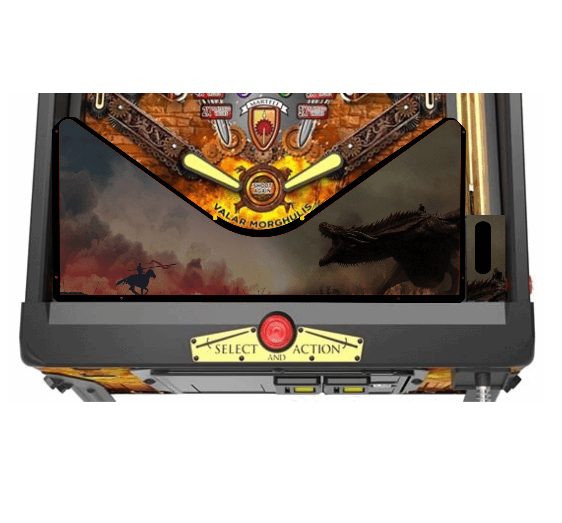 Game of Thrones dragon fight Lighted Pinball Apron/Arch 0118