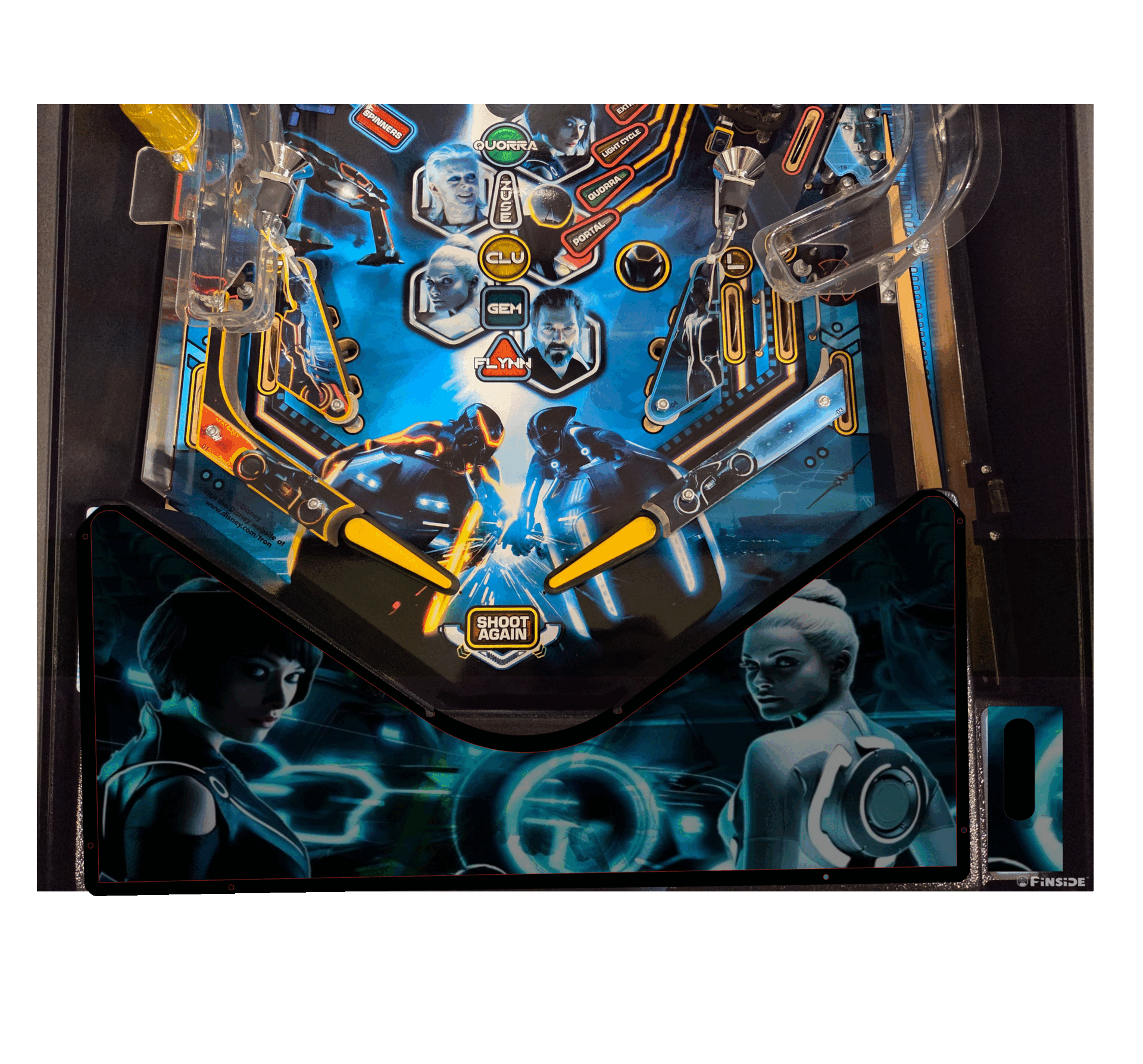 Tron blue Lighted Pinball Apron/Arch 0148